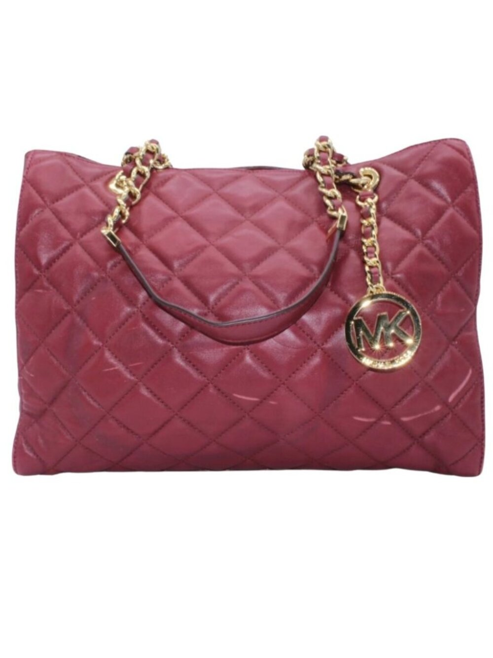 Michael Kors Susannah Large Tote Purse Maroon Leather Gold Hardware New W/Defect